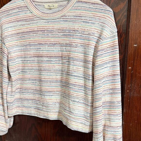 Madewell Bubble-Sleeve Crop Top in Rainbow Stripe - Picture 5 of 7